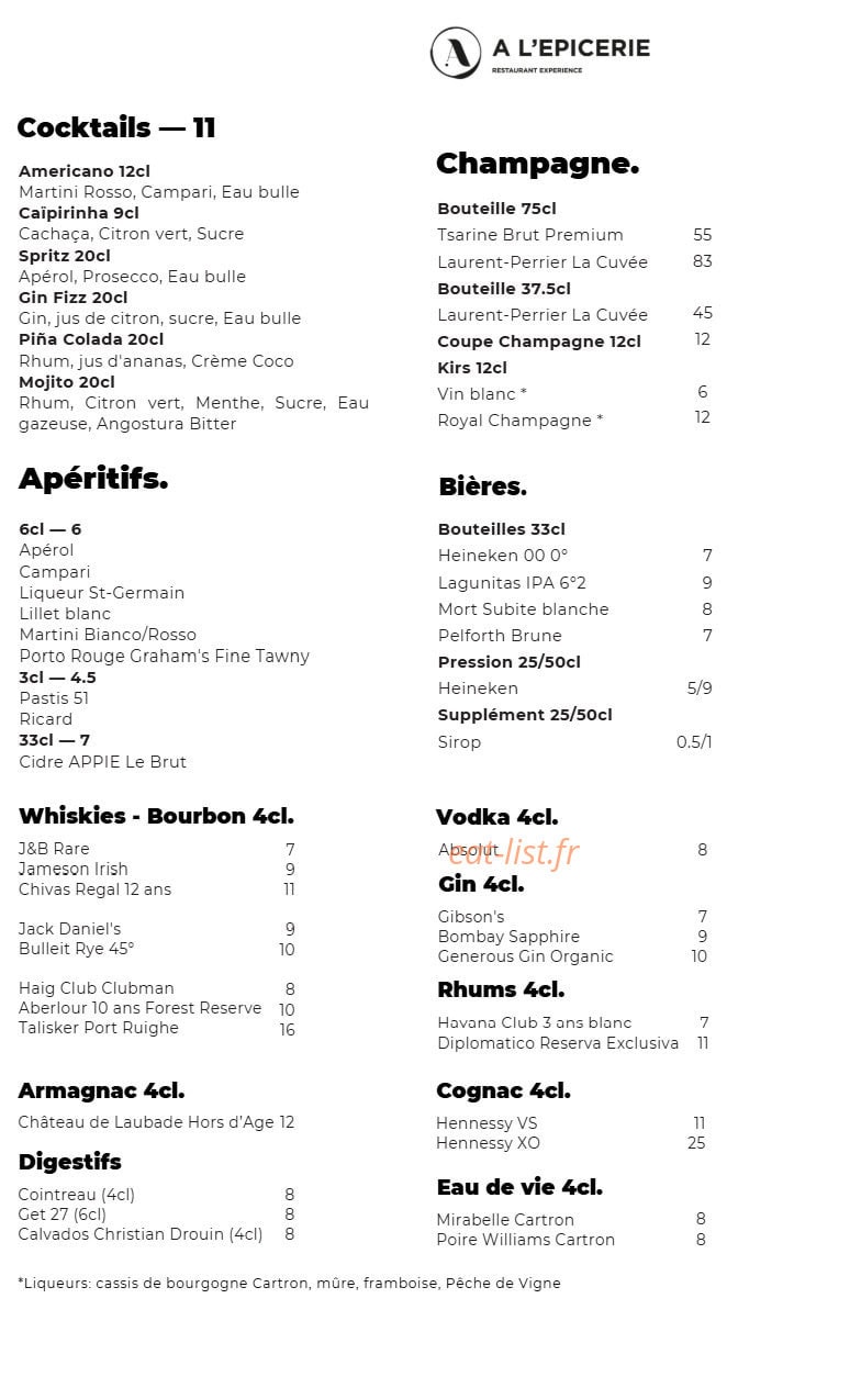 A l'Epicerie — carte page 7