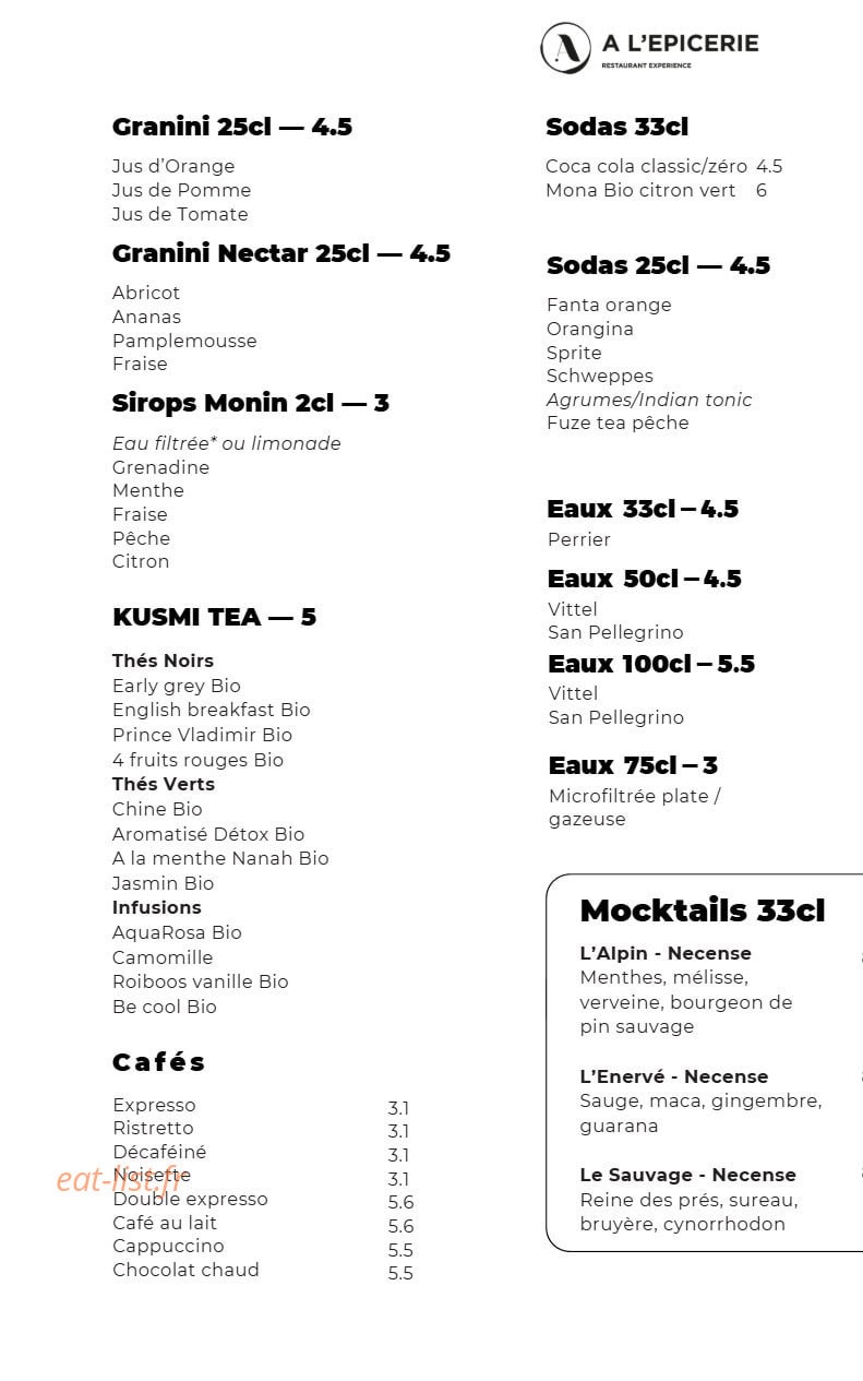 A l'Epicerie — carte page 8