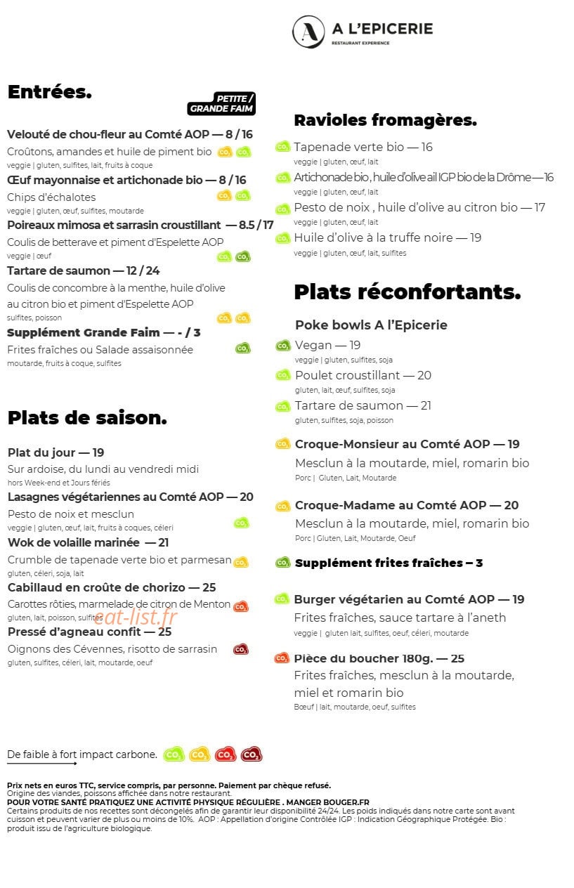 A l'Epicerie — carte page 3