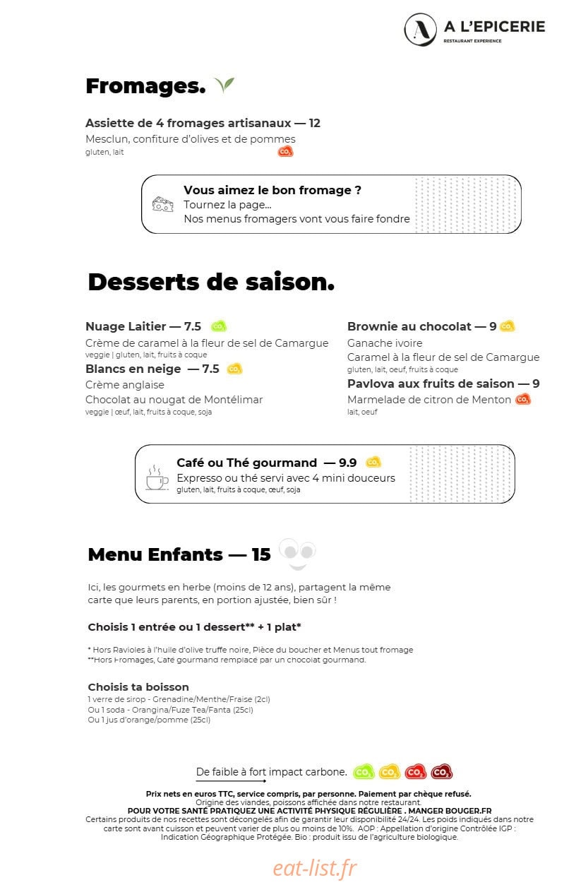 A l'Epicerie — carte page 4