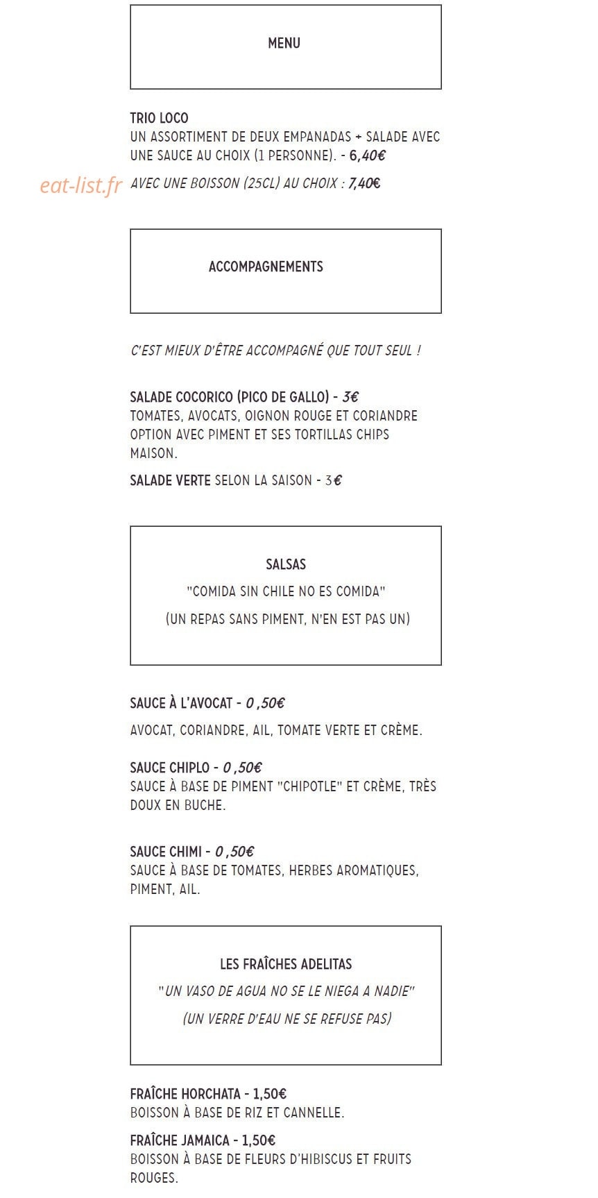Adelitas Empanadas — carte page 2