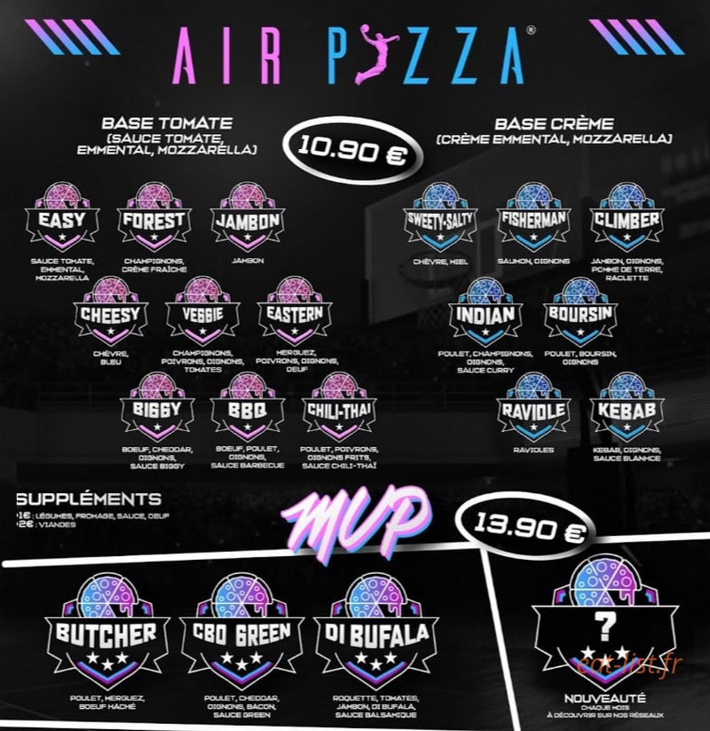 Air Pizza — carte page 1
