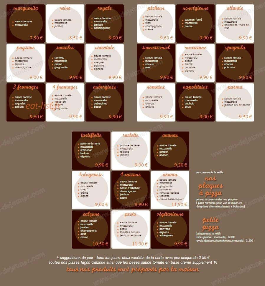 Aroma pizza — carte page 1