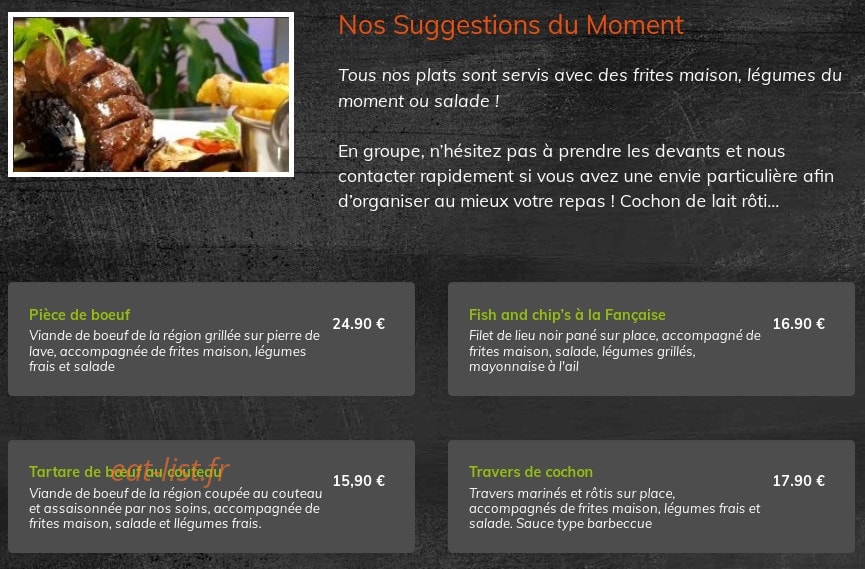 Au Bon Moment — carte page 3