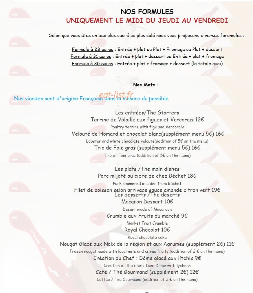 Au Mets-Cliché — carte page 1