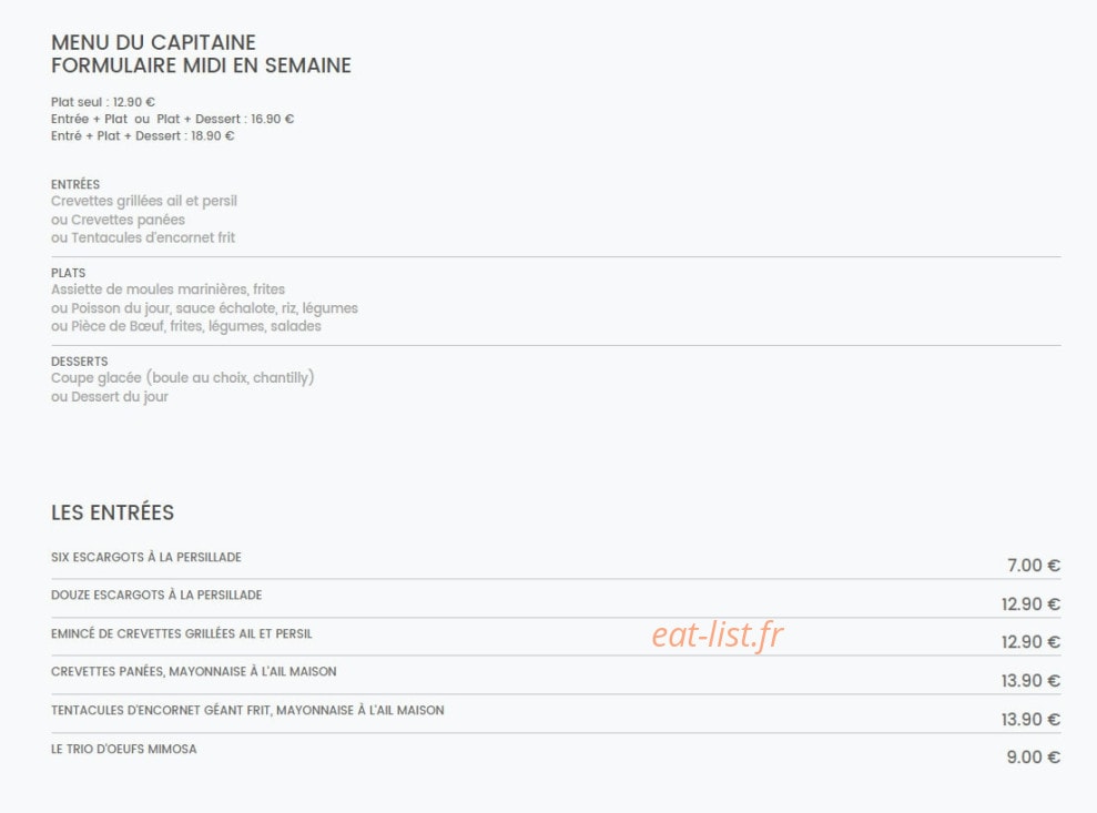 Au Moulfrite — carte page 1