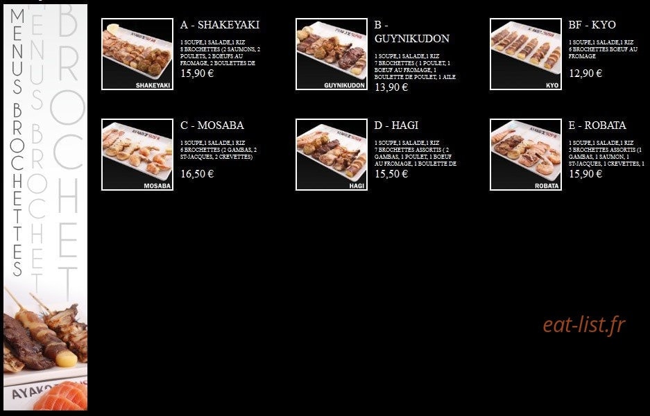 Ayako Sushi — carte page 20