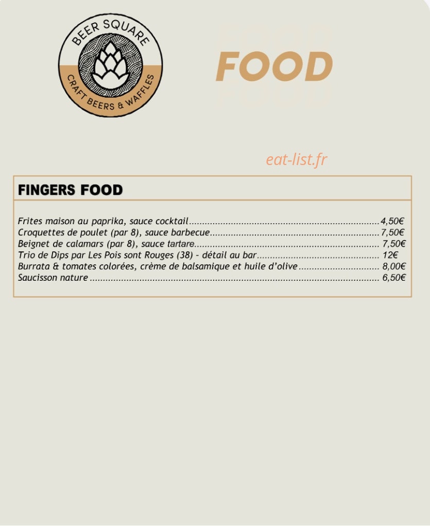 Beer Square — carte page 1