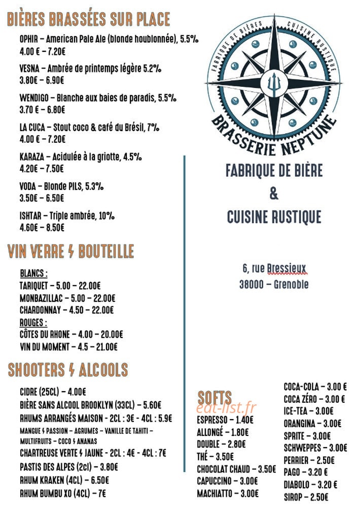 Brasserie Neptune — carte page 3