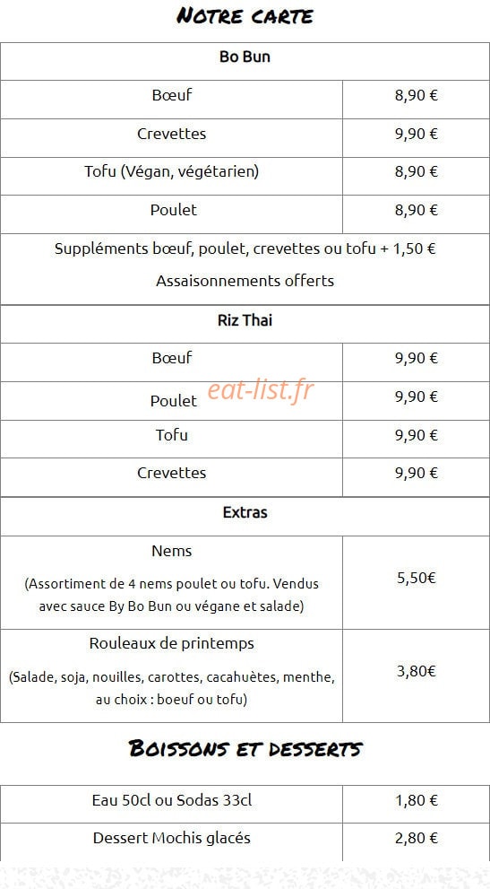 By Bo Bun — carte page 1