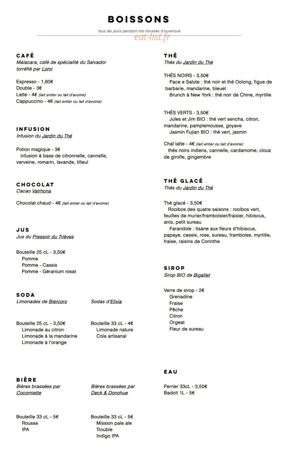 Café Suzon — carte page 2
