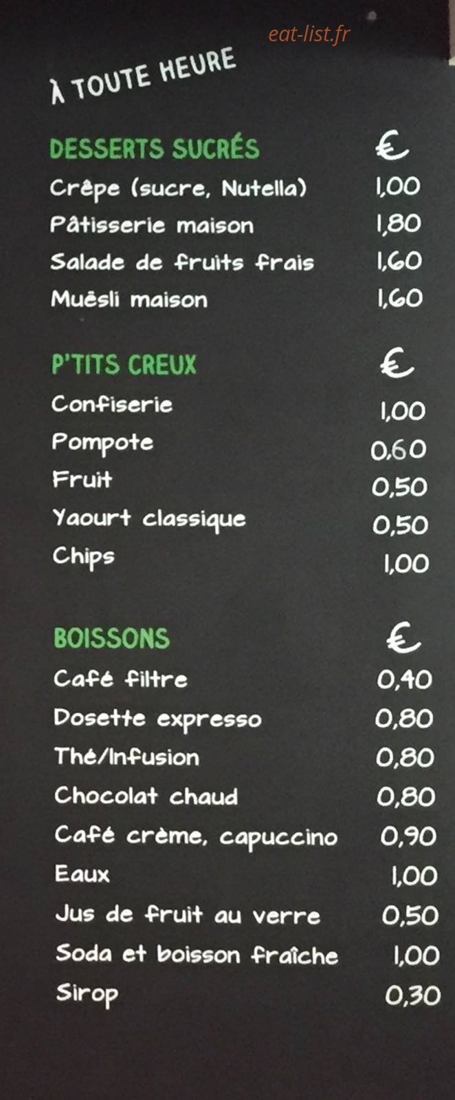Cafet' Ensag — carte page 3