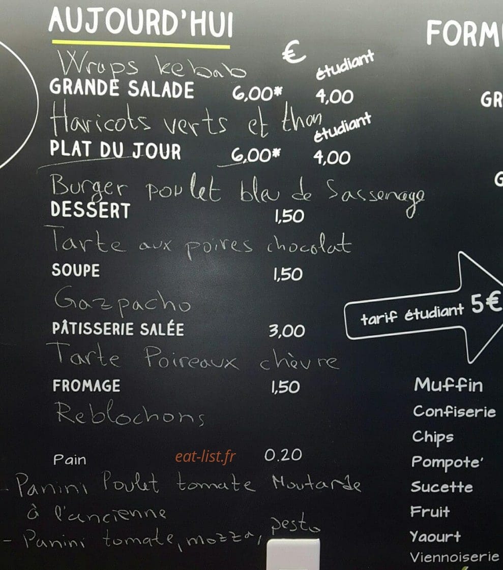Cafet' Ensag — carte page 1