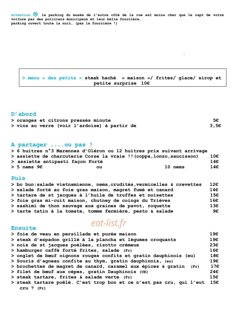Caffé forte — carte page 1