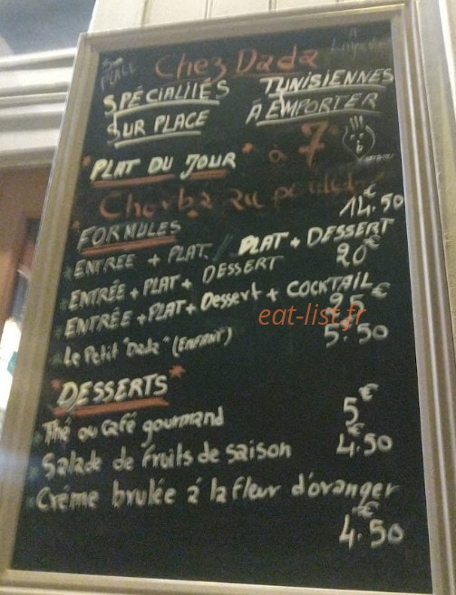 Chez Dada — carte page 1
