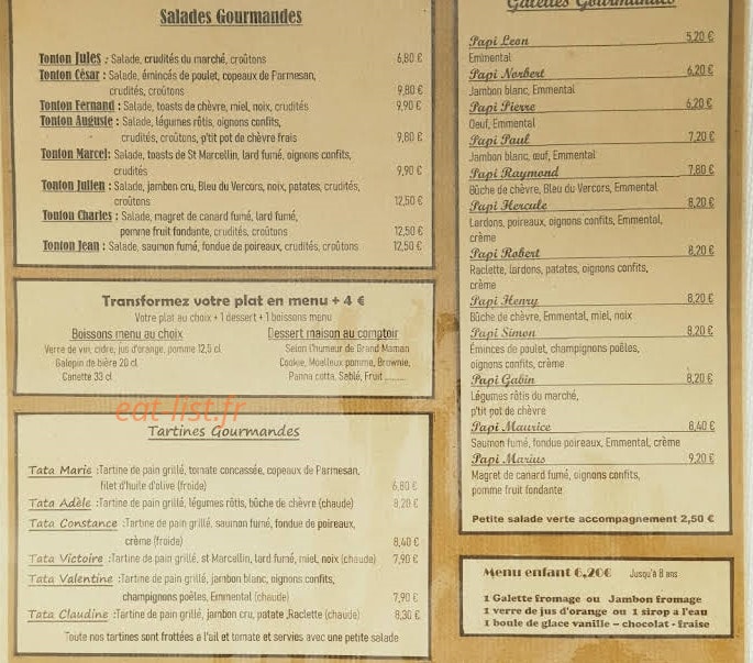 Chez Grand Maman — carte page 1