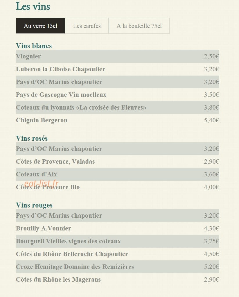 Chez Marius — carte page 14