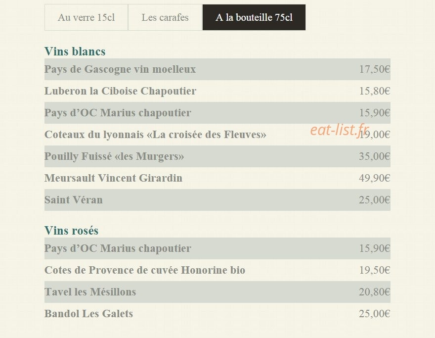 Chez Marius — carte page 16