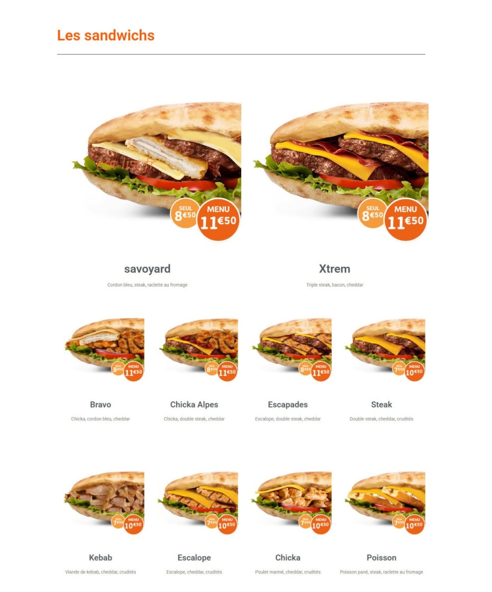 Chicken Alpes — carte page 4