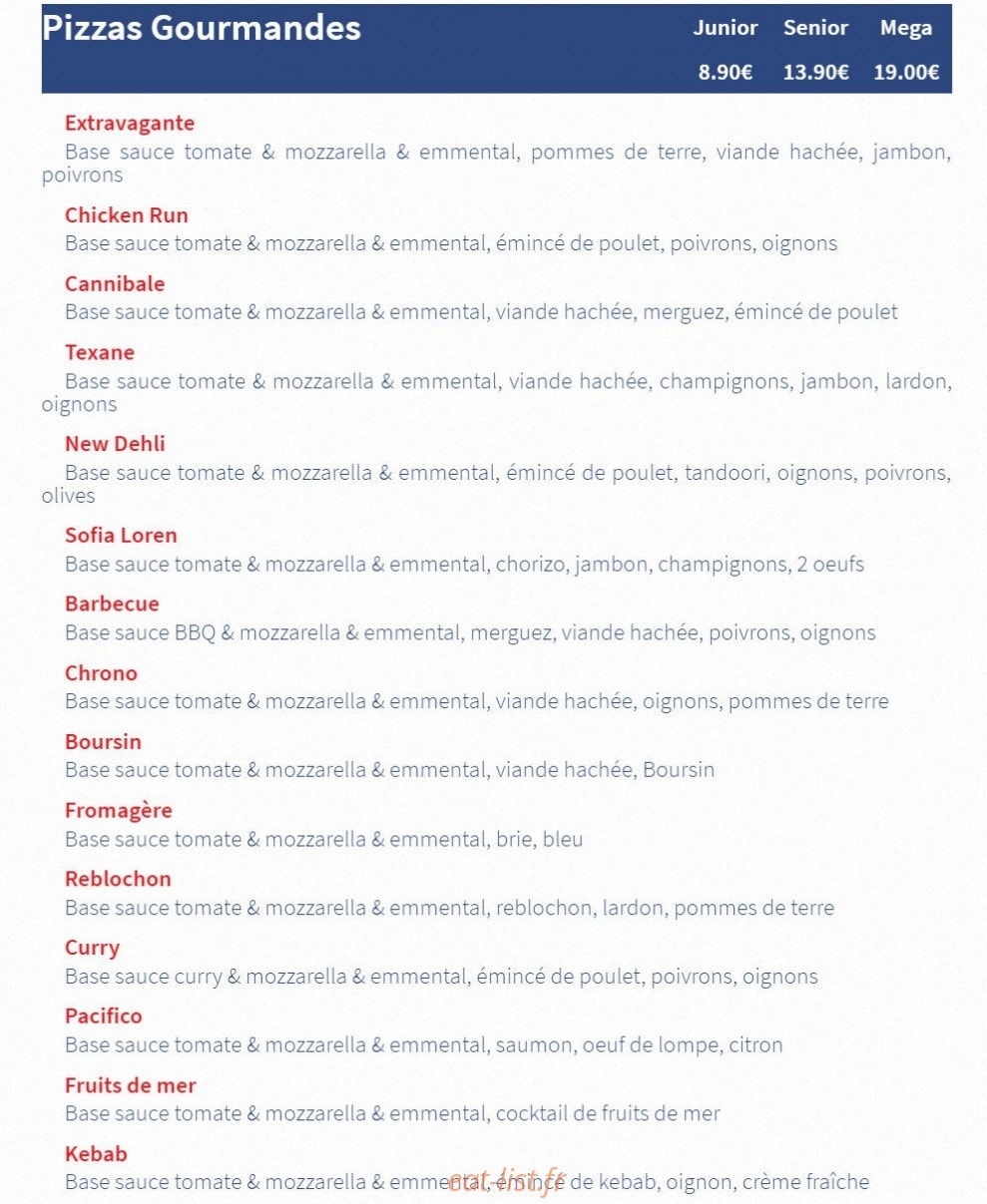 Chrono Pizza — carte page 2
