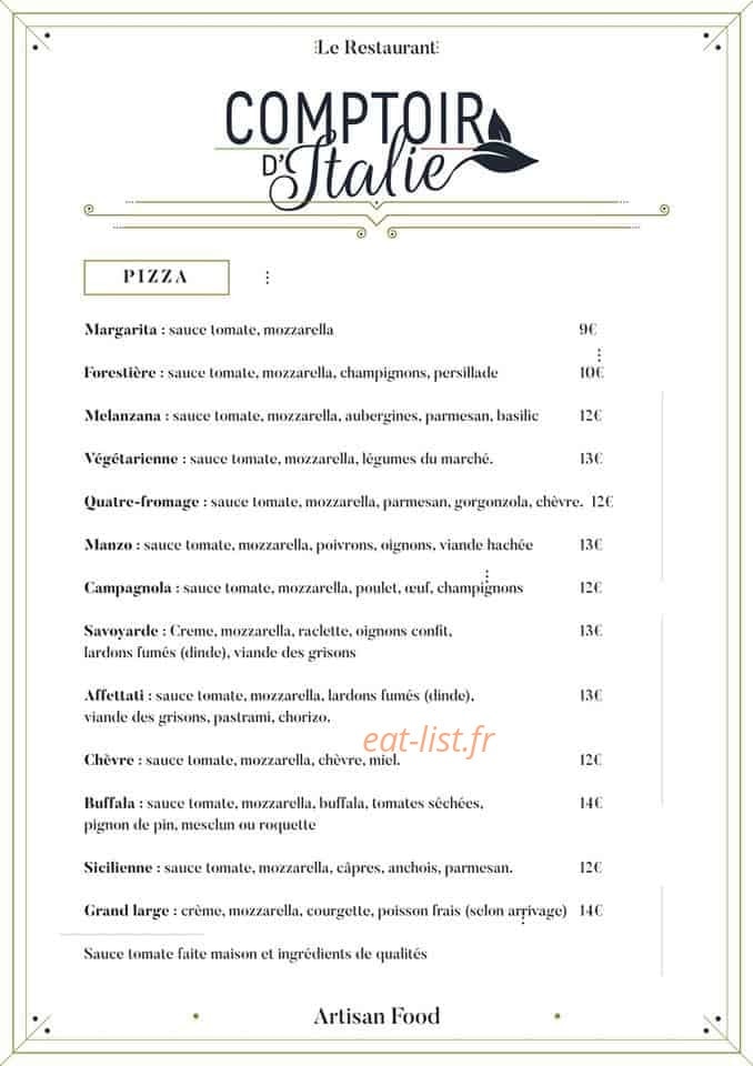 Comptoir D'Italie — carte page 1