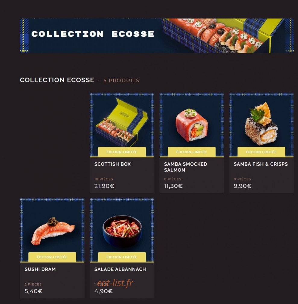 Côté Sushi — carte page 1