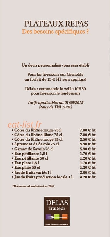 Delas Traiteur — carte page 3