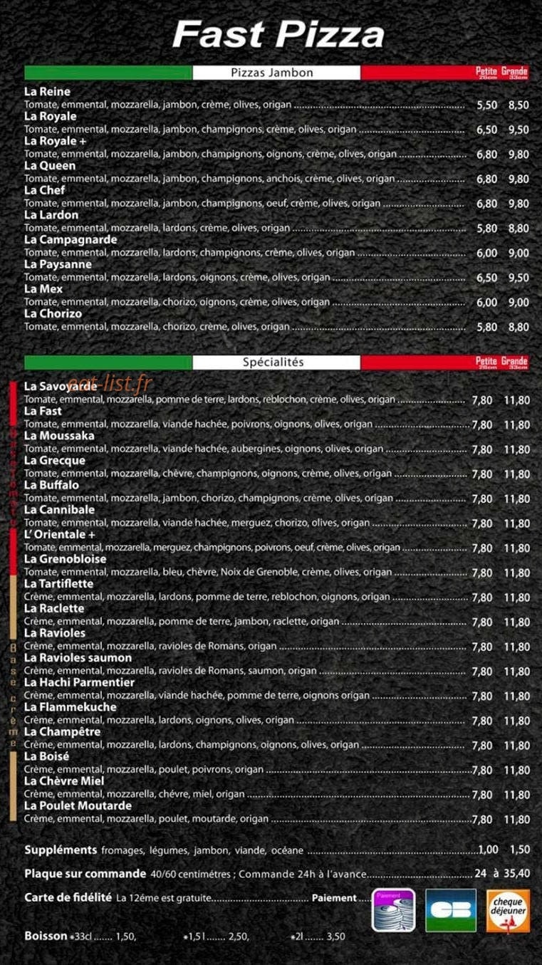 Fast pizza — carte page 3