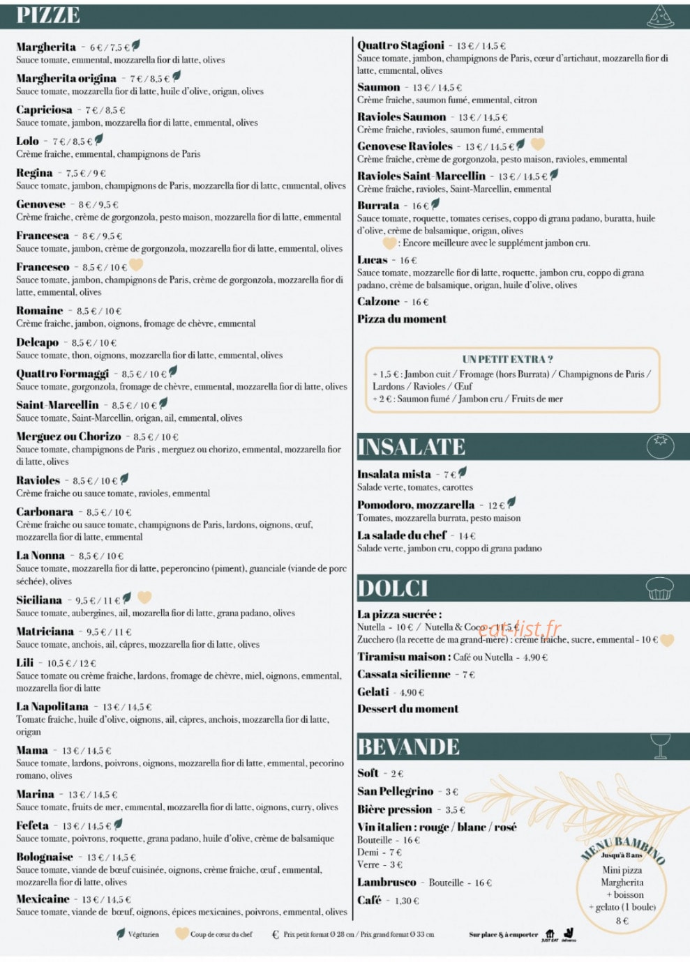 Francesco pizza — carte page 1