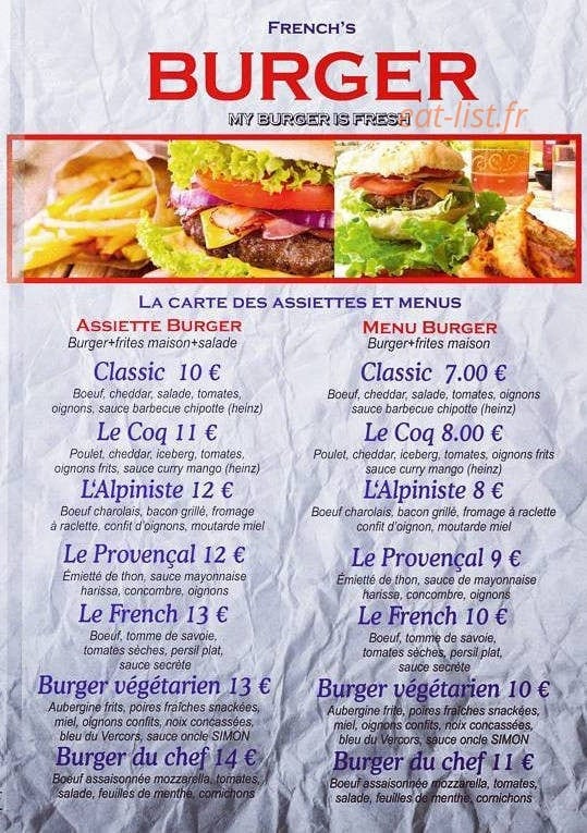 French's Burger — carte page 2