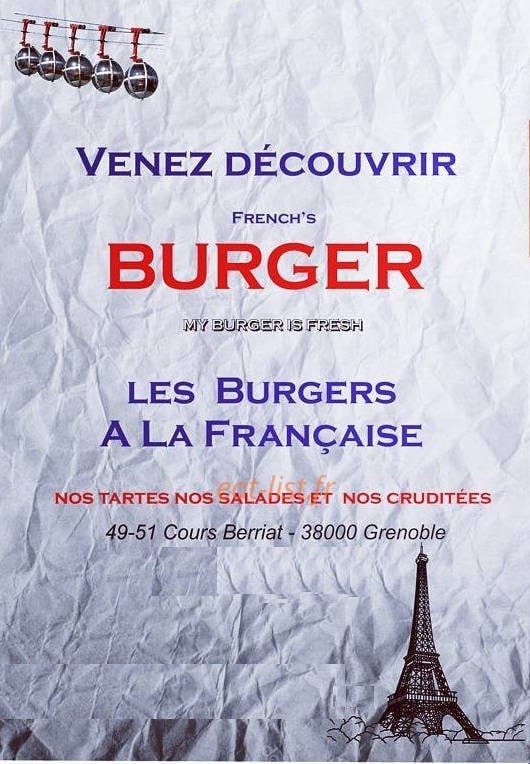 French's Burger — carte page 1