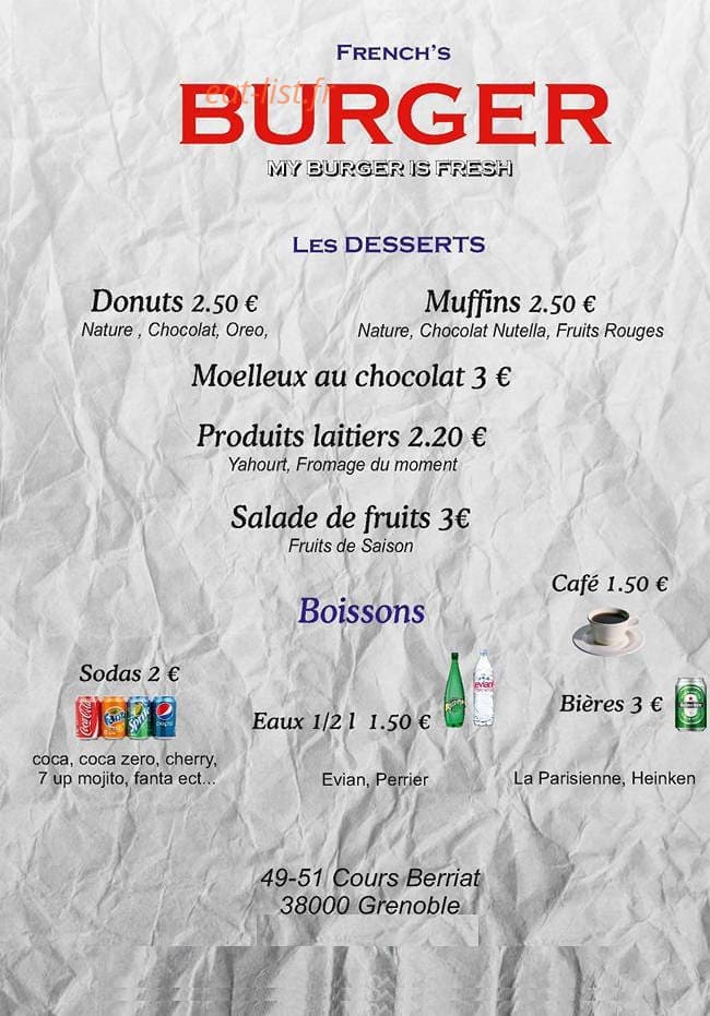 French's Burger — carte page 3
