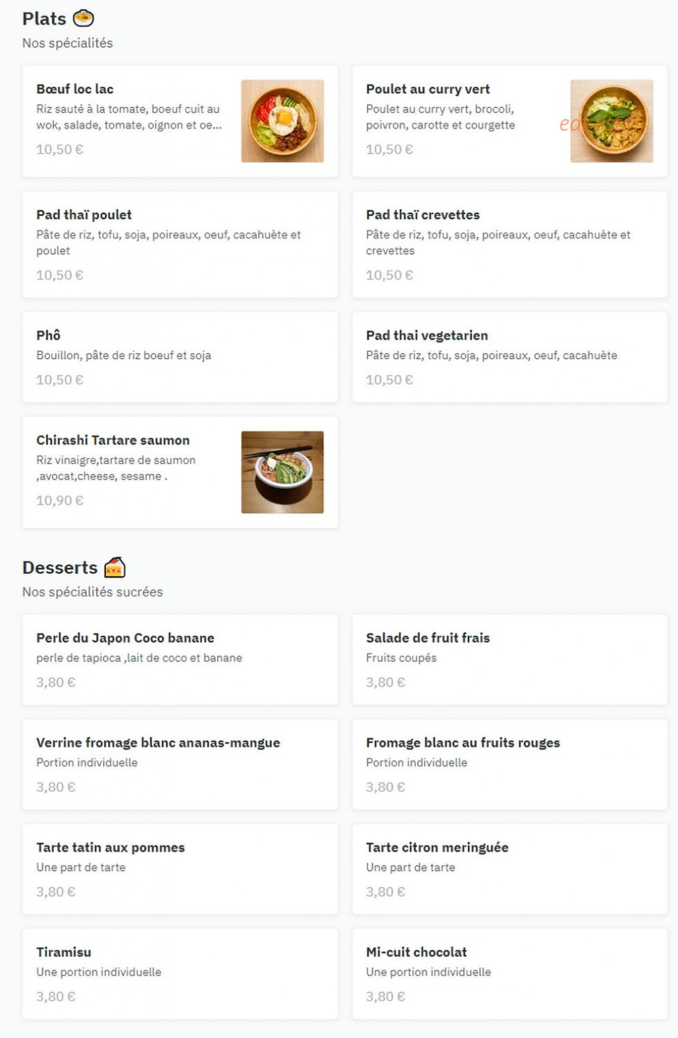 Fresh In — carte page 2