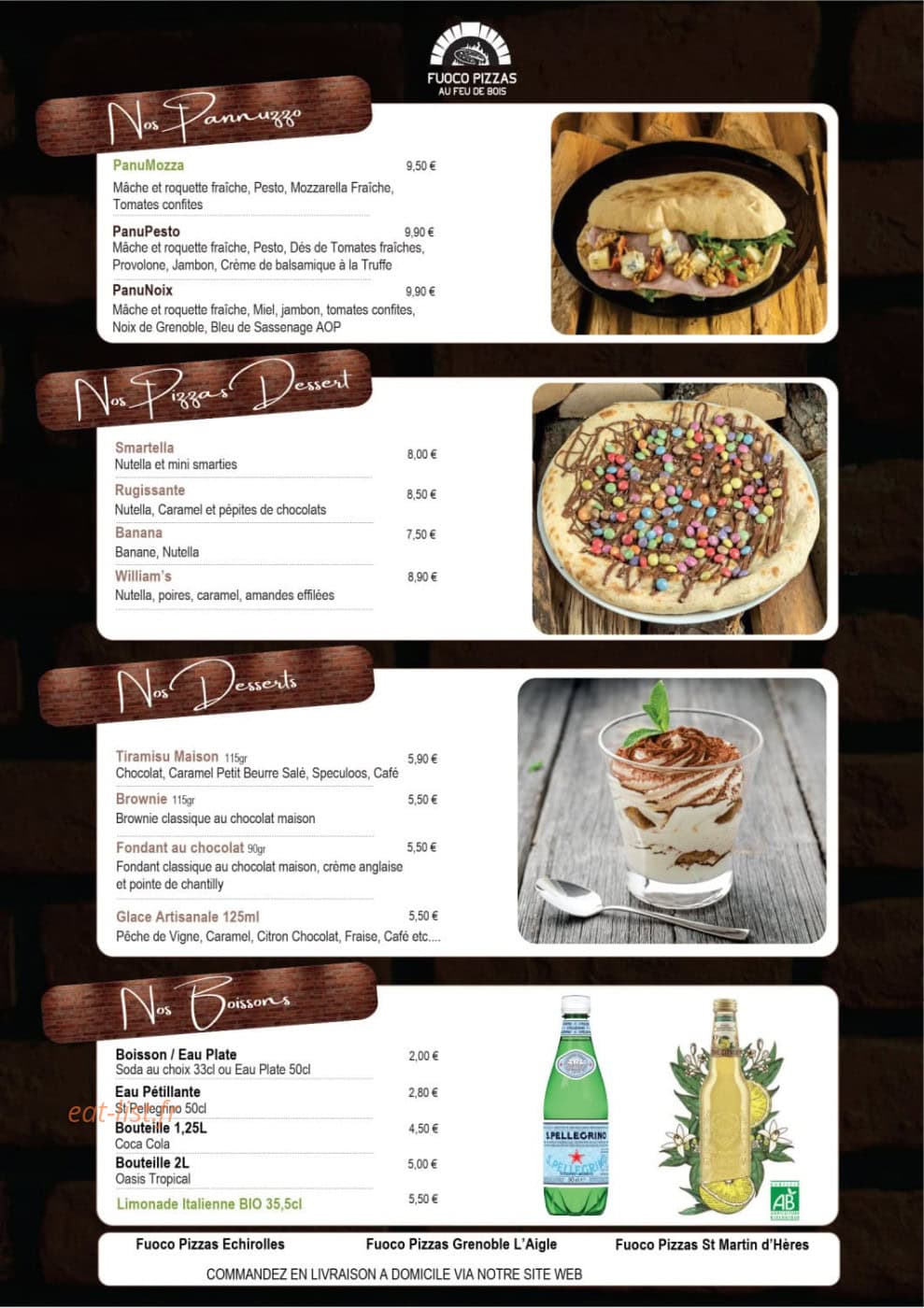 Fuoco Pizzas — carte page 2
