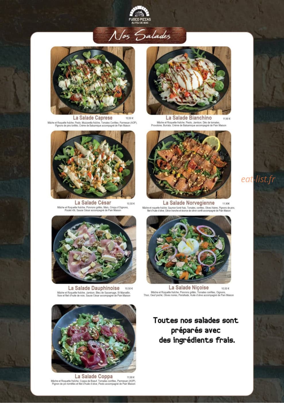 Fuoco Pizzas — carte page 3