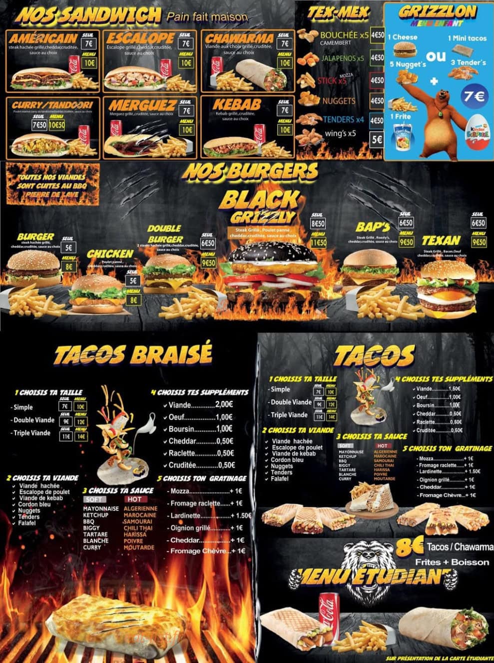 Grizzly food — carte page 1