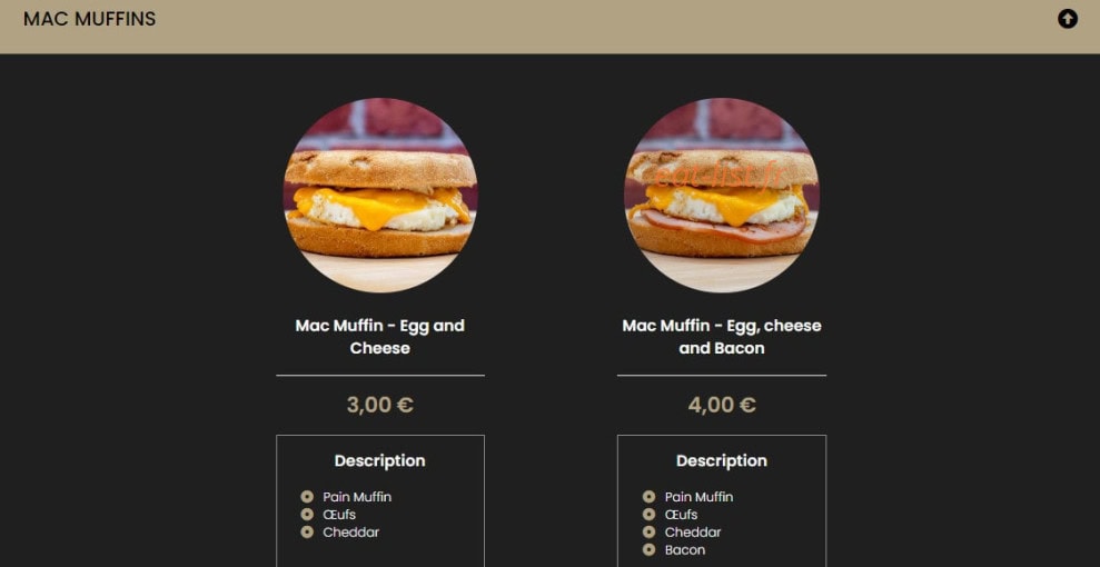 Home Burger — carte page 3