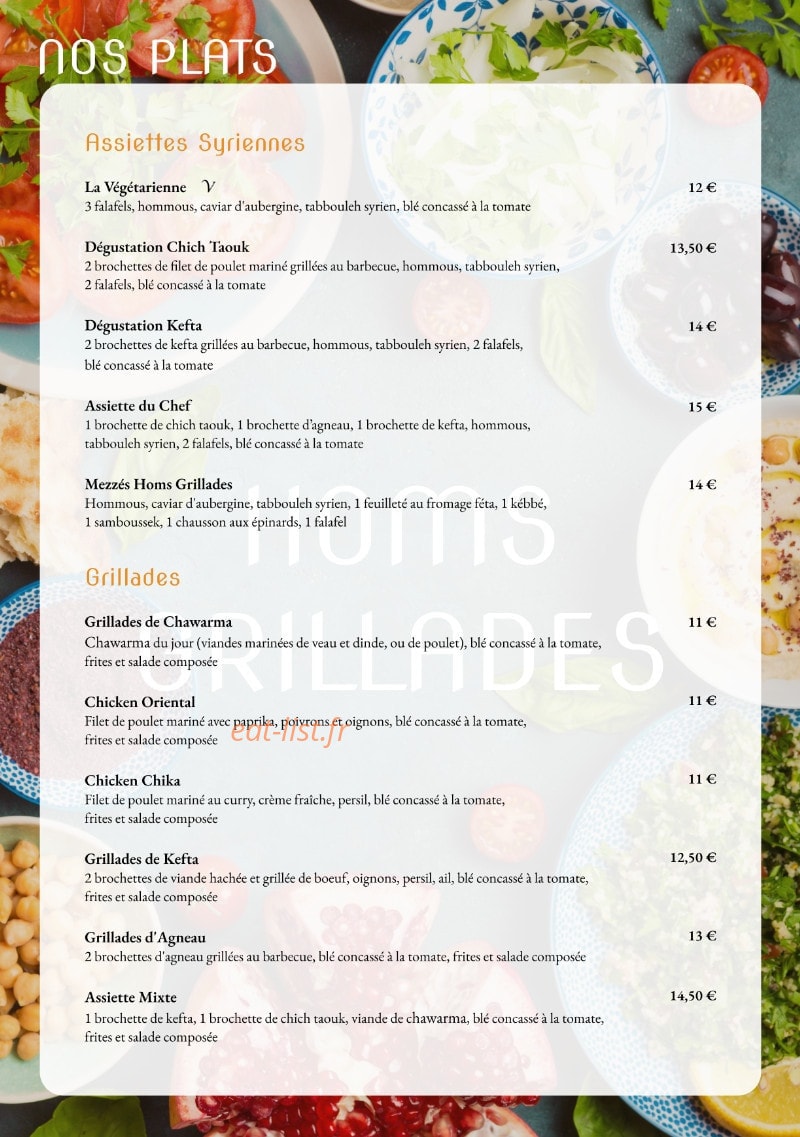 Homs Grillades — carte page 2