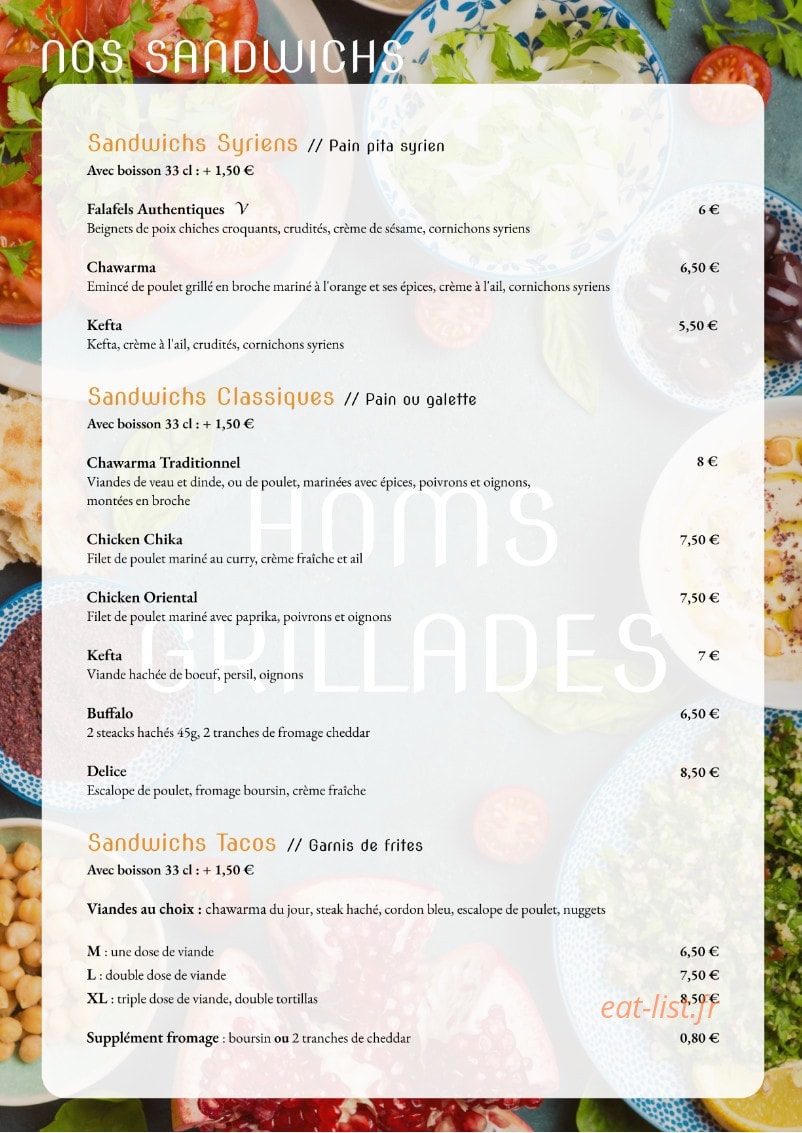 Homs Grillades — carte page 3