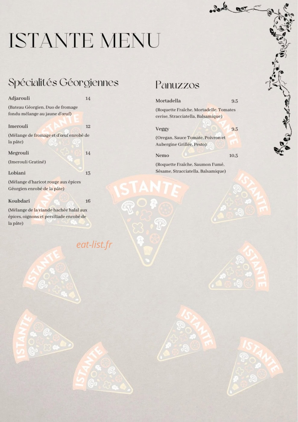 Istante Pizza — carte page 2