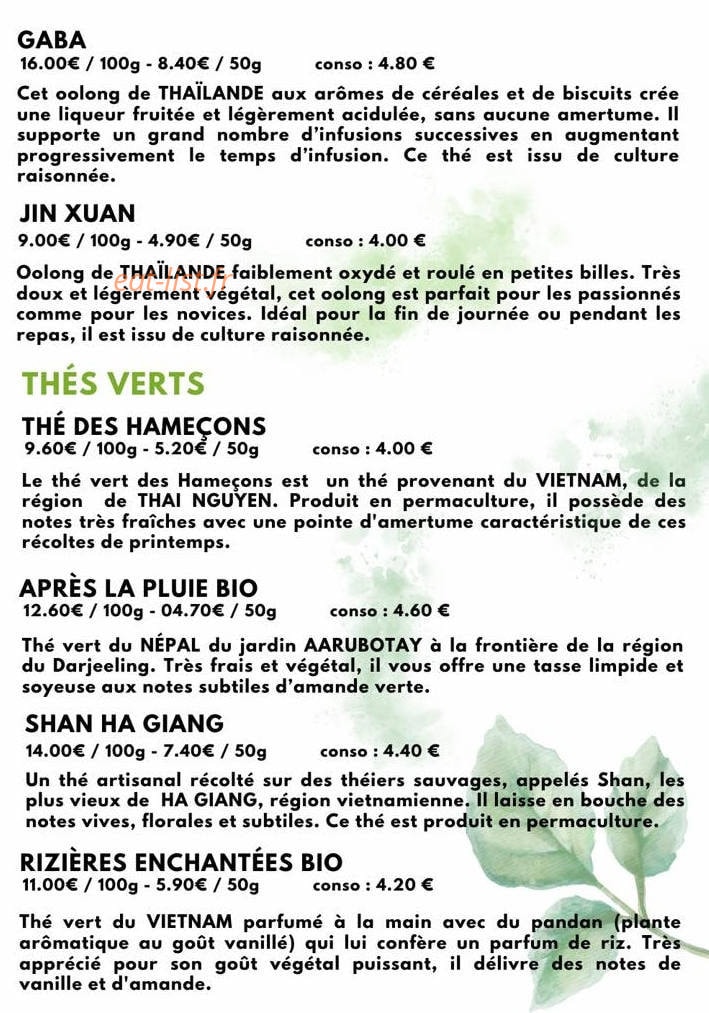 Jardin du Thé — carte page 2
