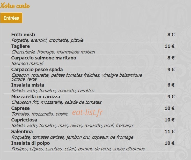 L'Osteria — carte page 1