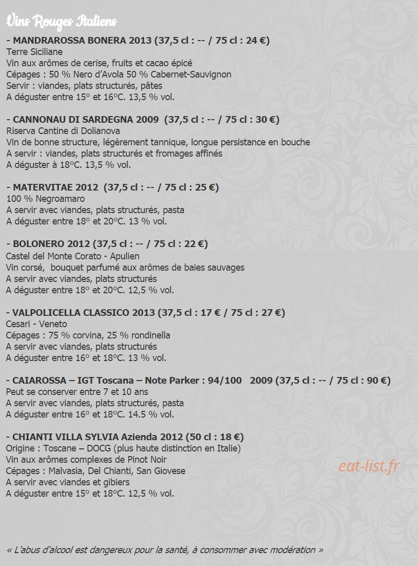 L'Osteria — carte page 8