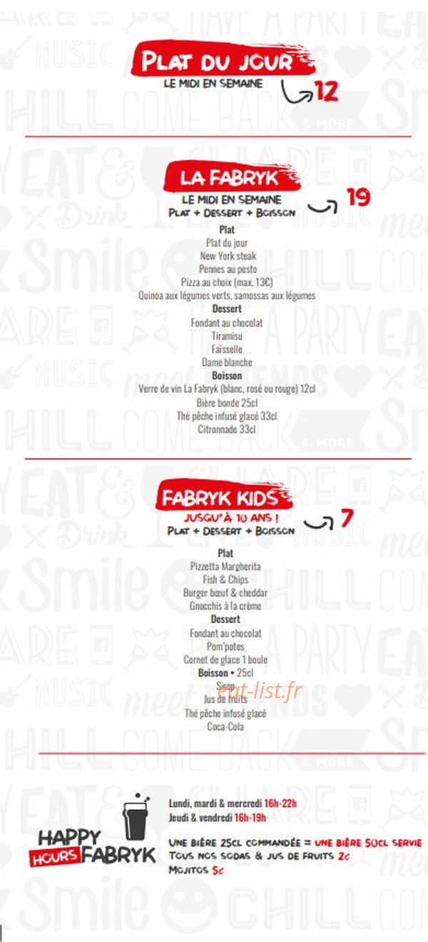 La Fabryk — carte page 2