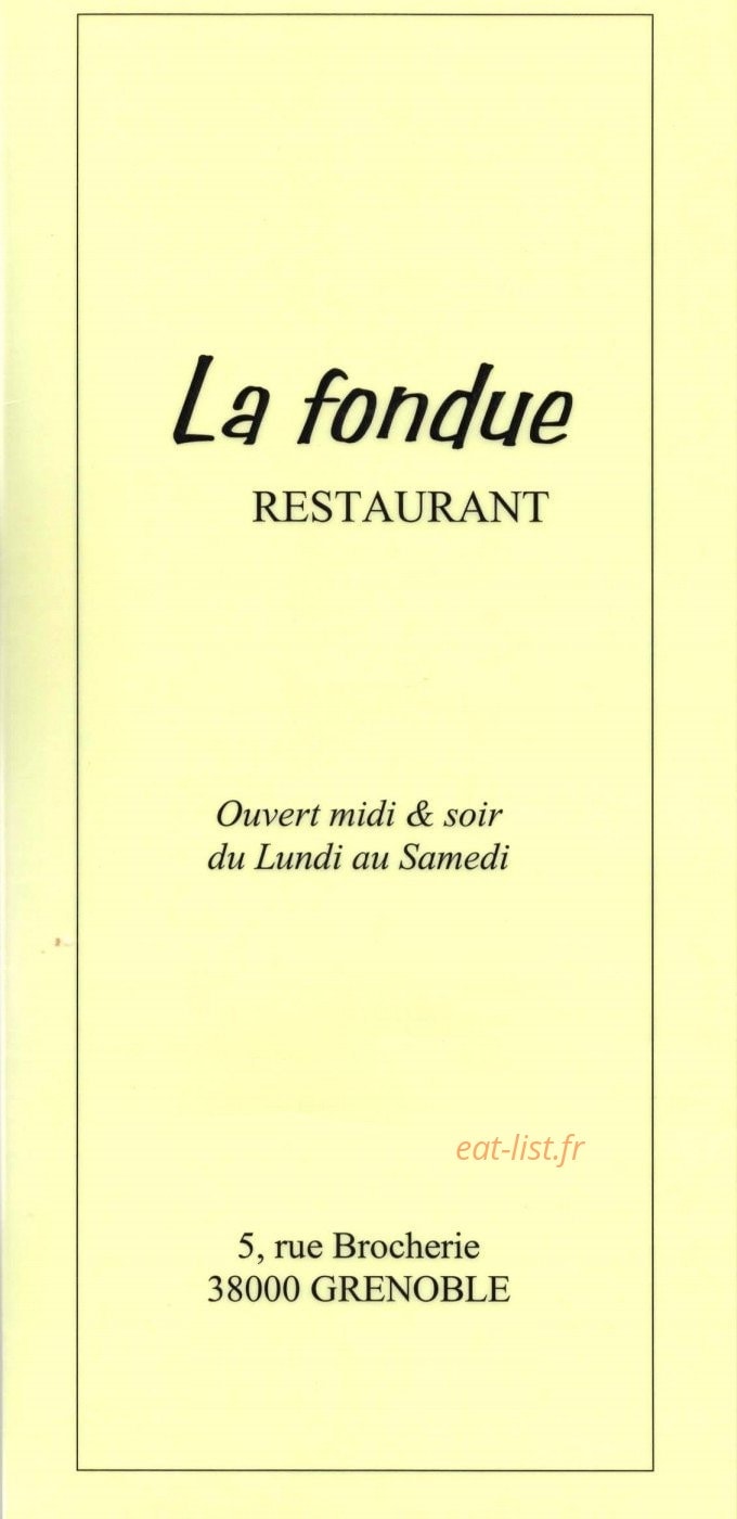 La Fondue — carte page 1