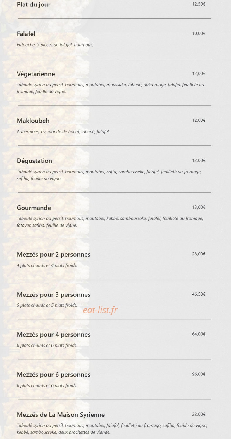 La Maison Syrienne — carte page 2