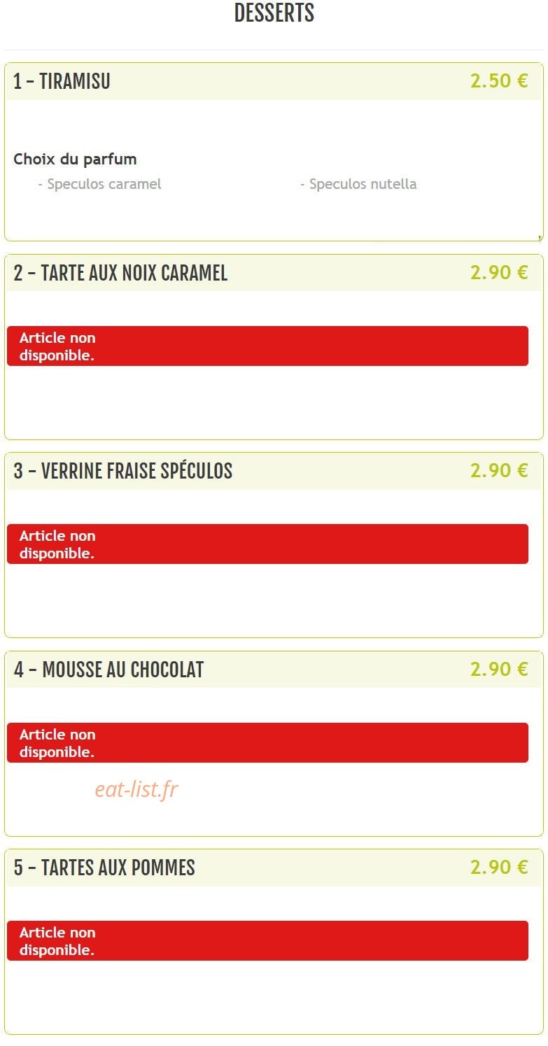 La pizzeria du village — carte page 5