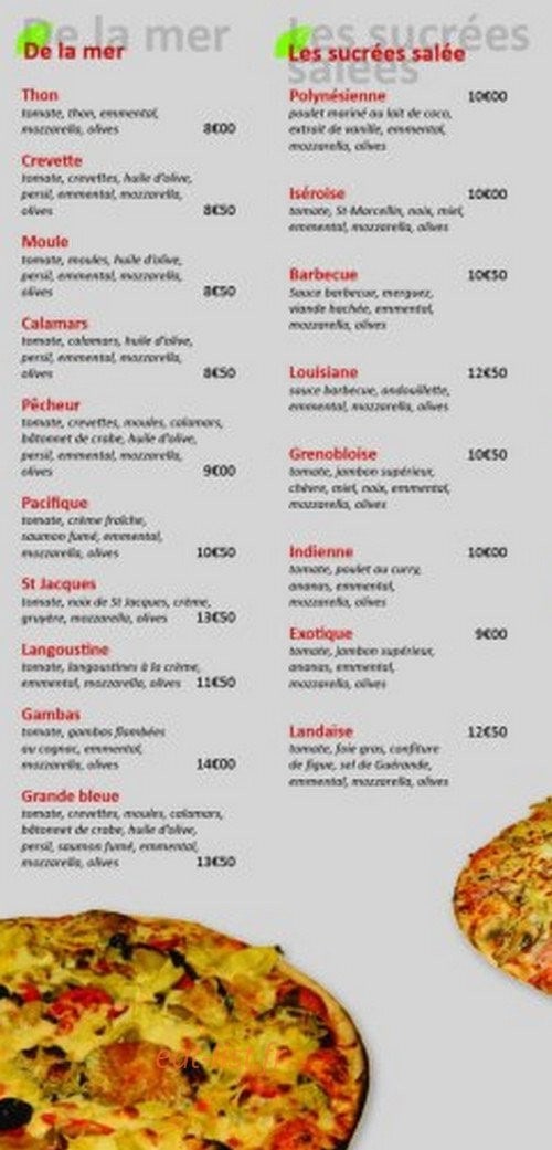 la ronde des pizzas grenoble carte La Ronde des pizzas à Grenoble, carte menu et photos