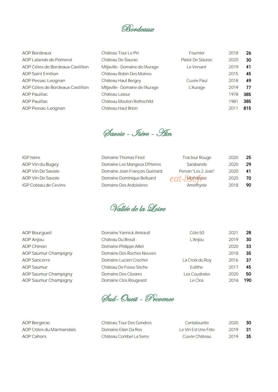 La Table de Gordes — carte page 8