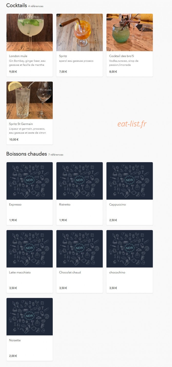 La Table des Bro's — carte page 12